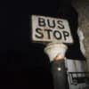 Bus stop at night