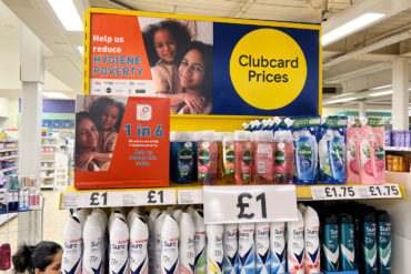 Hygiene poverty campaign in Tesco store