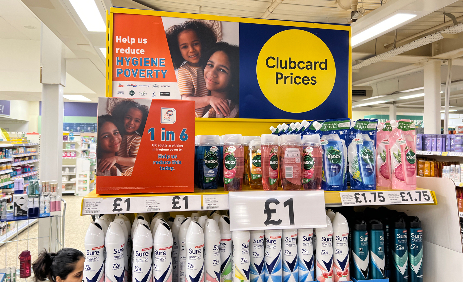 Hygiene poverty campaign in Tesco store