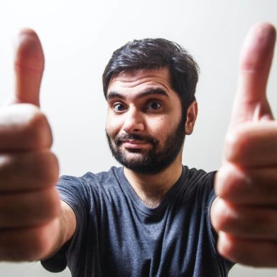 Man giving two thumbs up