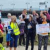 Members of the Wightlink users group protesting by the pier