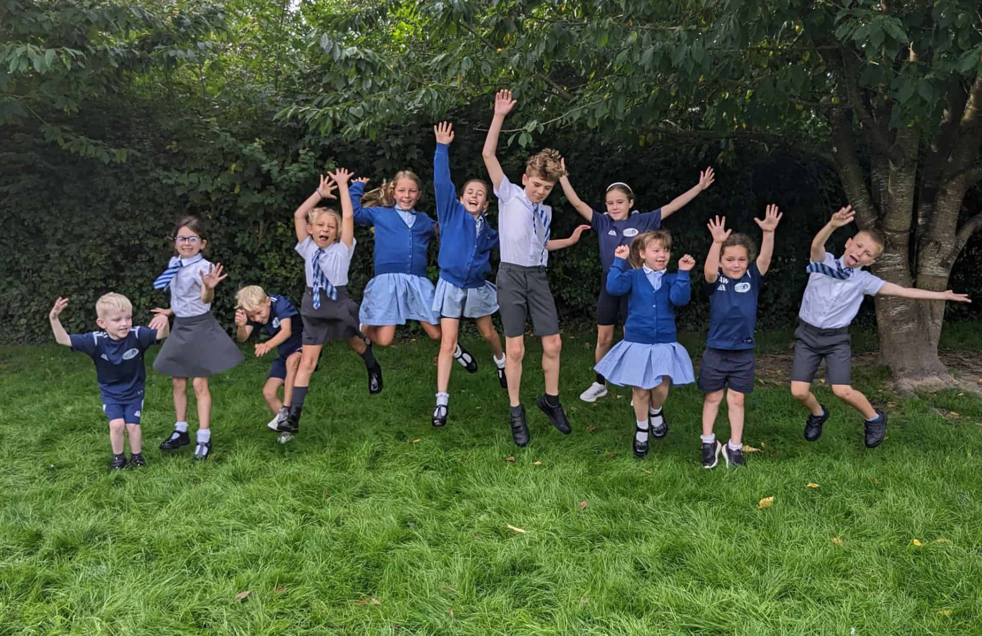 Niton Primary pupils jumping for joy