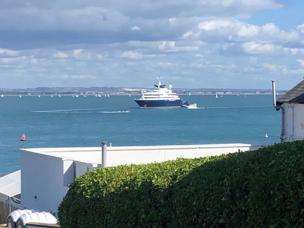 Octopus superyacht from Castle Hill (zoomed)