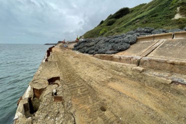 King piling on the Ventnor eastern esplanade seawall