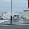 Water splashing over the seawall in Cowes