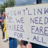 wightlink users group protesting by the pier