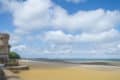 Appley Tower, sandy beach and blue sky