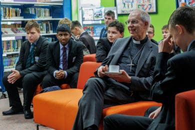 Archbishop Justin Welby speaks to students at The Bay C of E School in Sandown © Neil Turner for Lambeth Palace