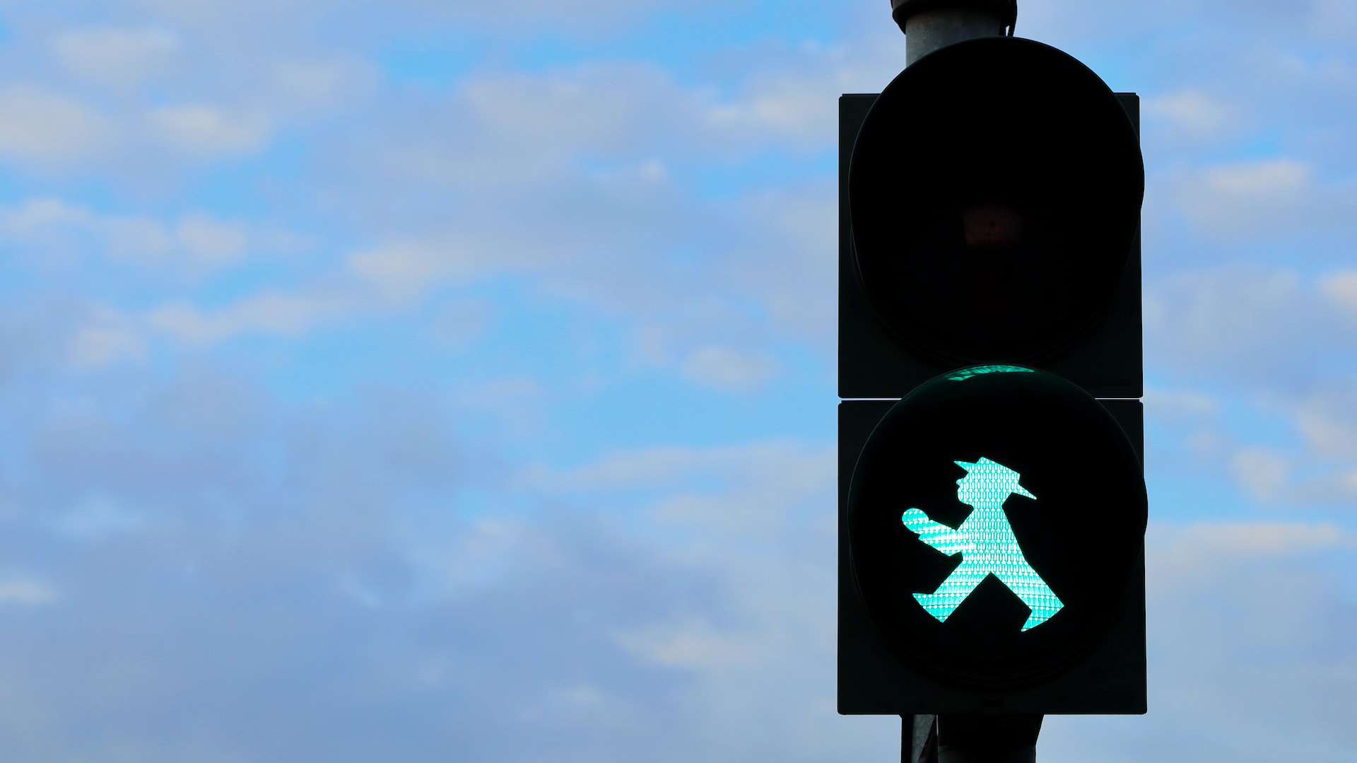 Green man at traffic lights