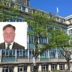 Gary Peace portrait with county hall in background