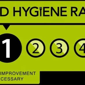 food hygiene rating of 1
