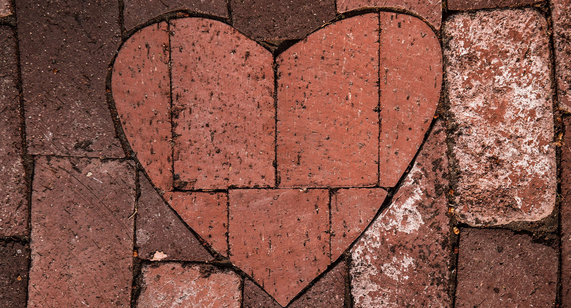Loveheart brick in paving