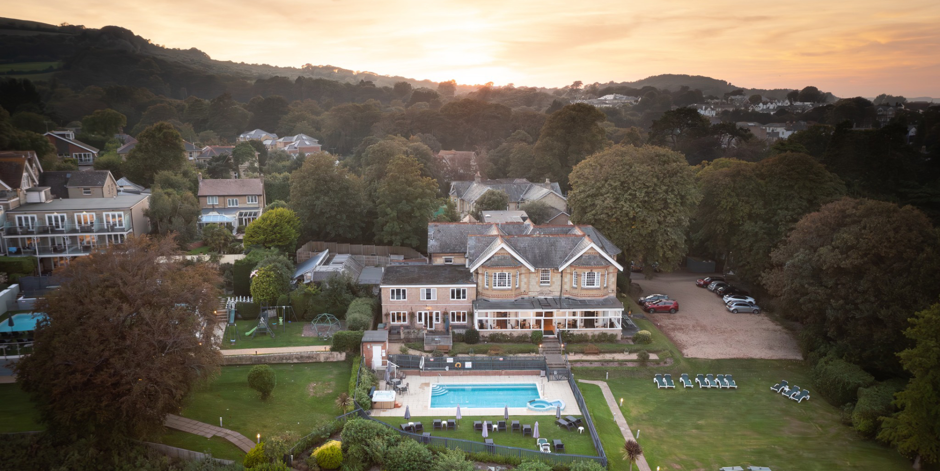 Luccombe Manor aerial shot - from their Facebook page