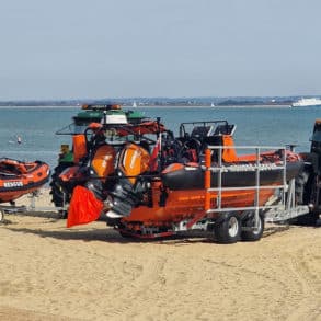 Ryde inshore rescue vehicles on the beach