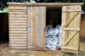 Sandbags in a shed