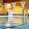 Swimming pool with bunting across the top