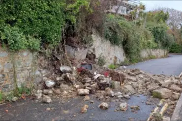 Collapsed Wall in Bath Road