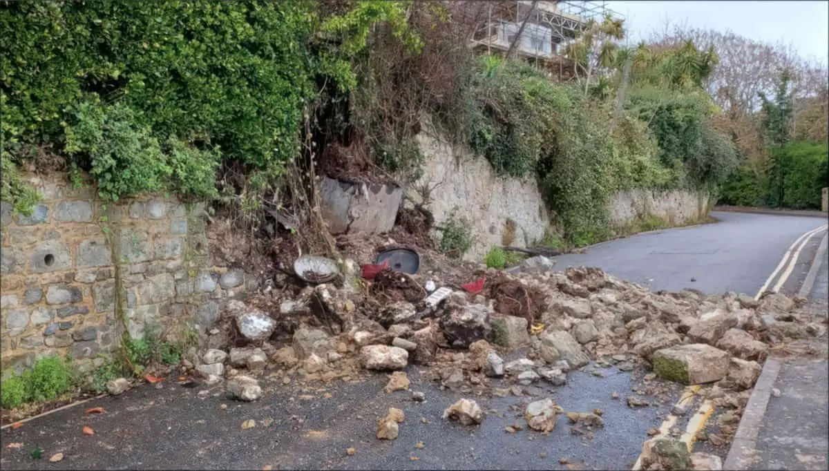 Collapsed Wall in Bath Road