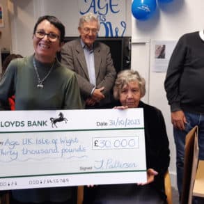 maria and jane with the giant cheque