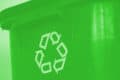 recycling symbol on a wheelie bin