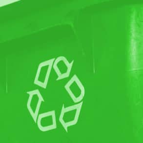 recycling symbol on a wheelie bin