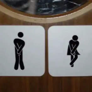 Crossed leg toilets sign by advencap