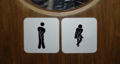 Crossed leg toilets sign by advencap