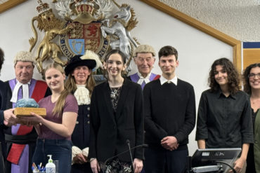 High Sheriff with judges and winning students at Mock Trials