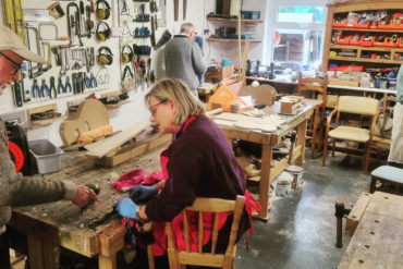 People working in Cowes Men's Shed