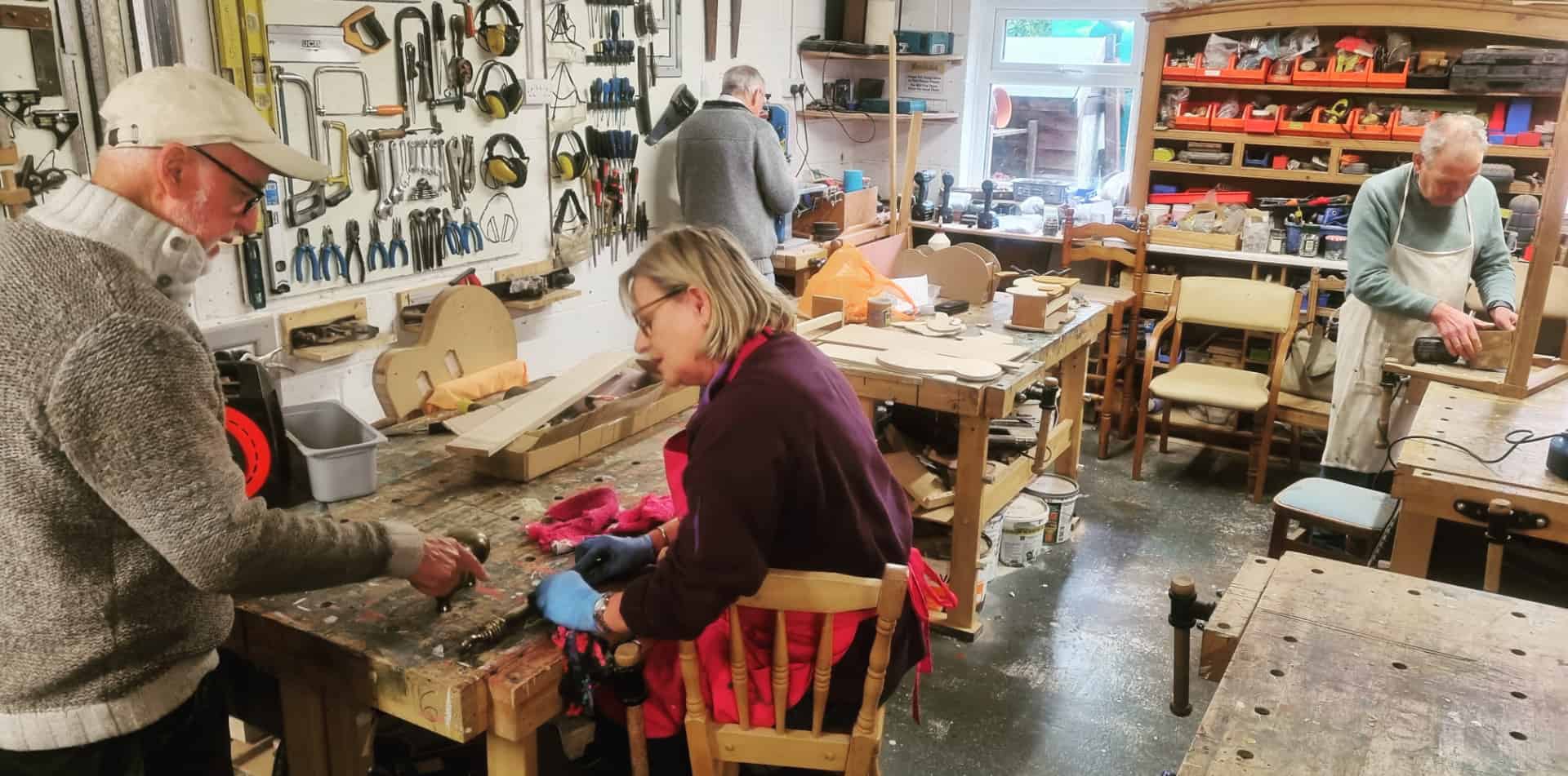 People working in Cowes Men's Shed