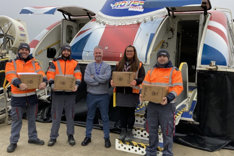 Hovertravel staff with Sight for Wight Glasses