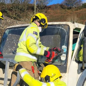 Fire crews vehicle extrication exercise at Wight Building Materials