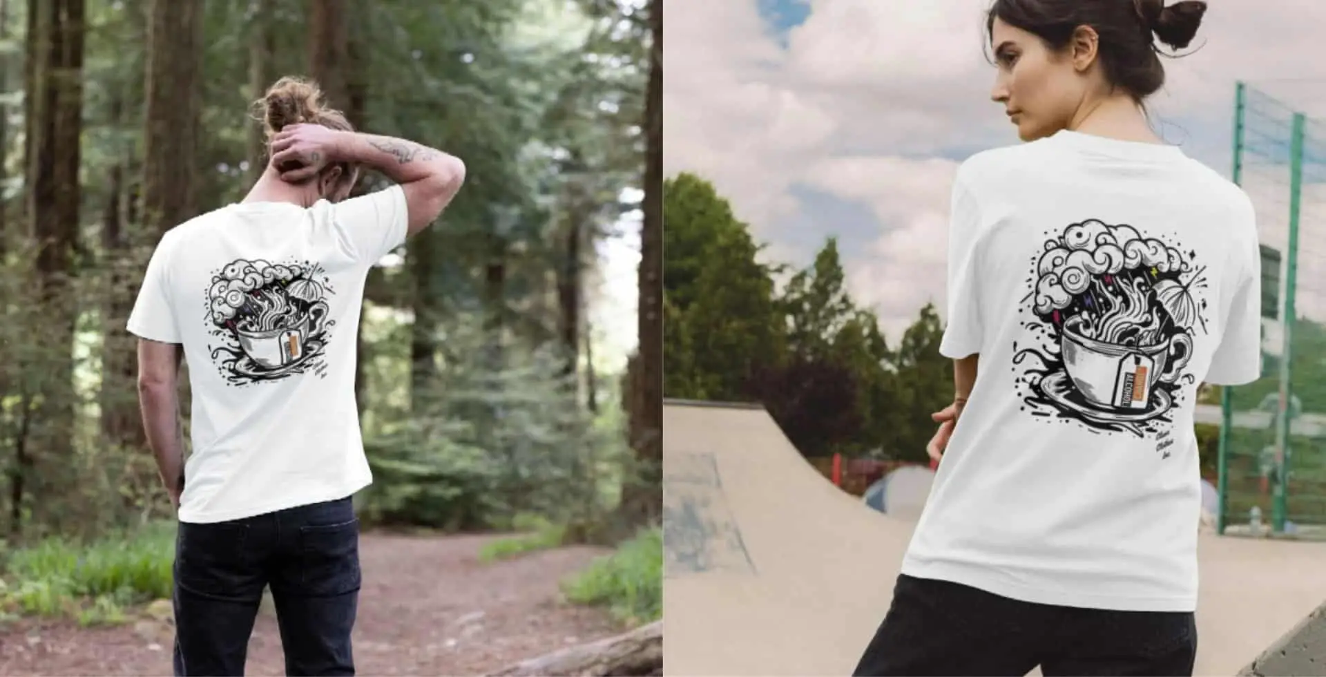 Dry January T-shirts on male and female models