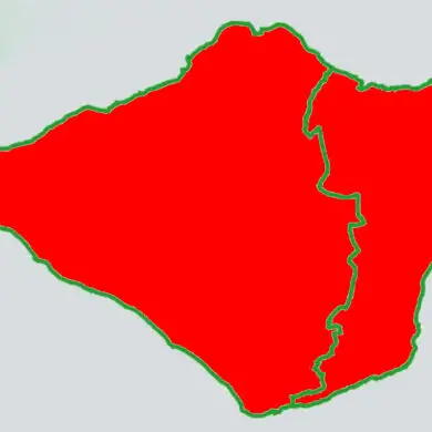 The two Isle of Wight constituencies marked on a map - filled in red for Labour Party takeover