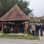 Calbourne residents at the opening of pump wheel