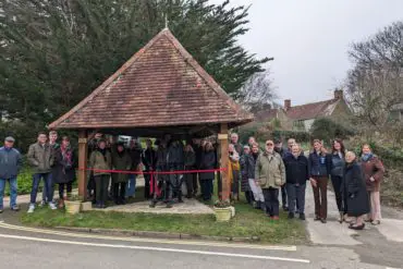 Calbourne residents at the opening of pump wheel