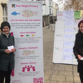 East Wight Primary out on the streets of Ryde with the Democracy Meter