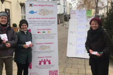 East Wight Primary out on the streets of Ryde with the Democracy Meter