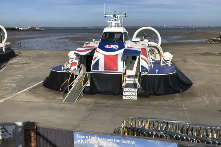 Hovercraft at the Hovertravel terminal in Ryde