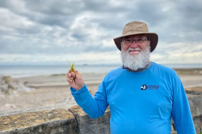 Jamie Marsh with seagrass