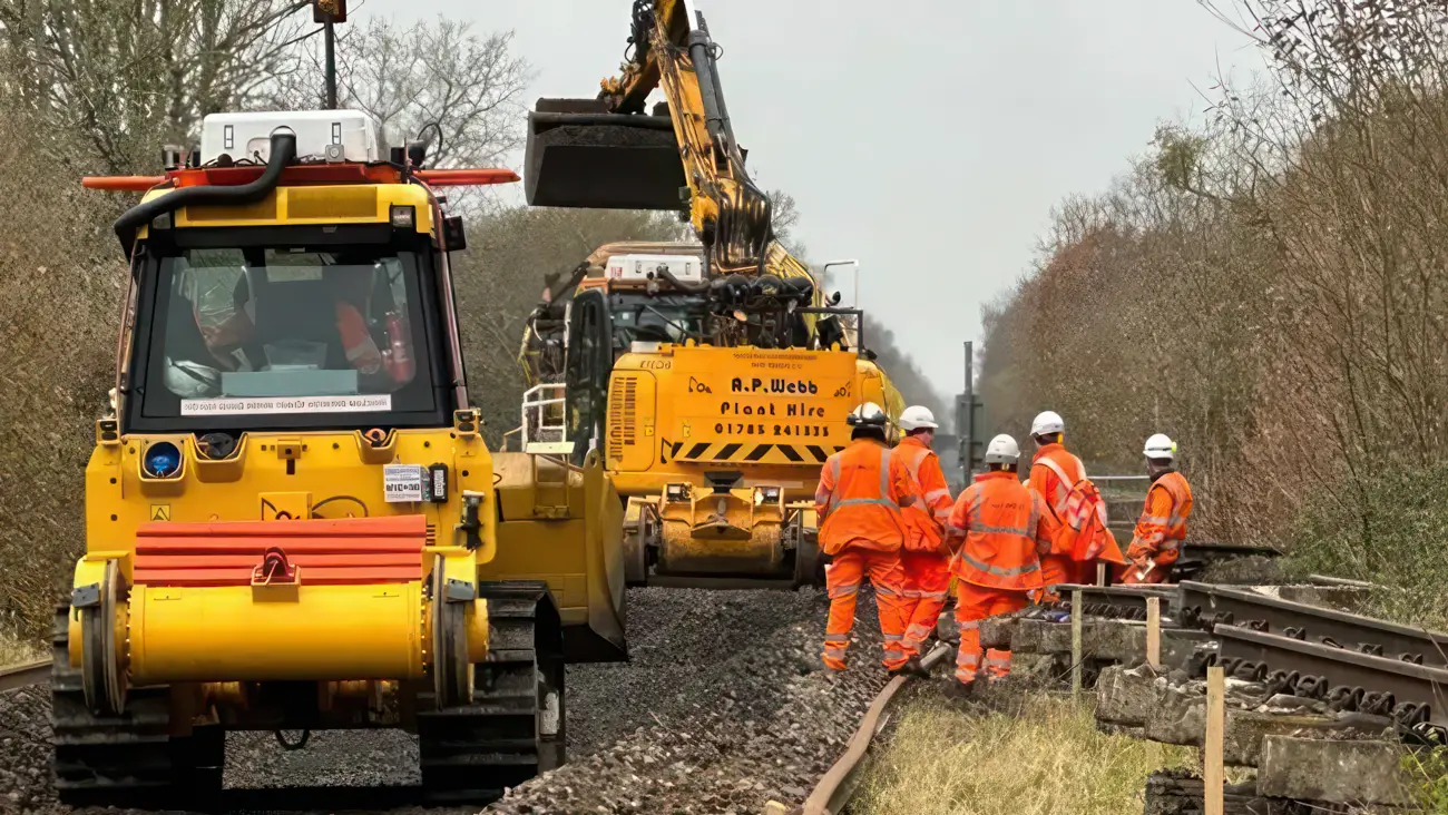Men at work on the railway line