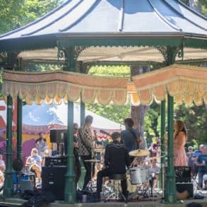 Band performing at Ventnor Fringe in the park bandstand