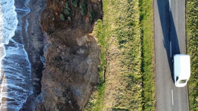 Aerial view of Compton Bay erosion by Isle of Wight Guru