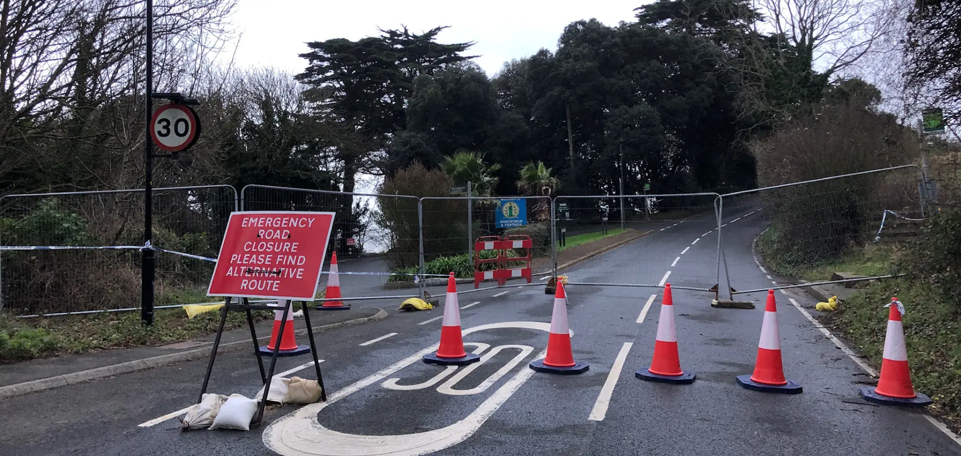 Road closed by smugglers haven car park