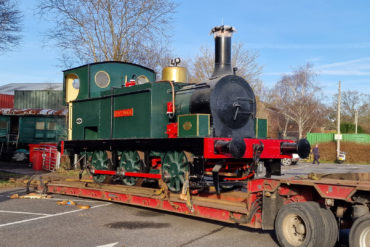 Haydock steam railway engine in green and red livery