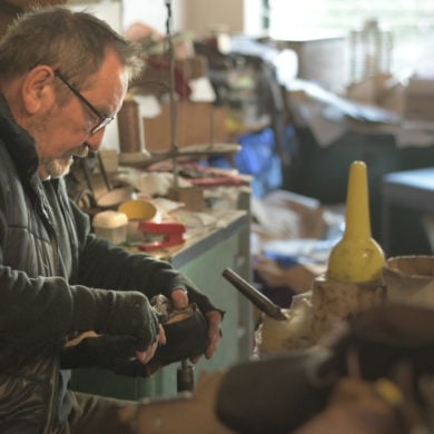 Kevin Garlick working in his shop