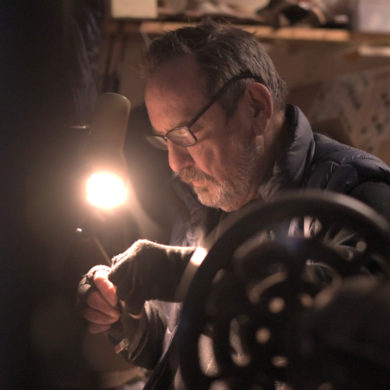 Kevin Garlick working in his shop