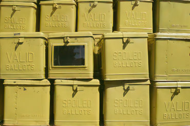 yellow metal ballot boxes