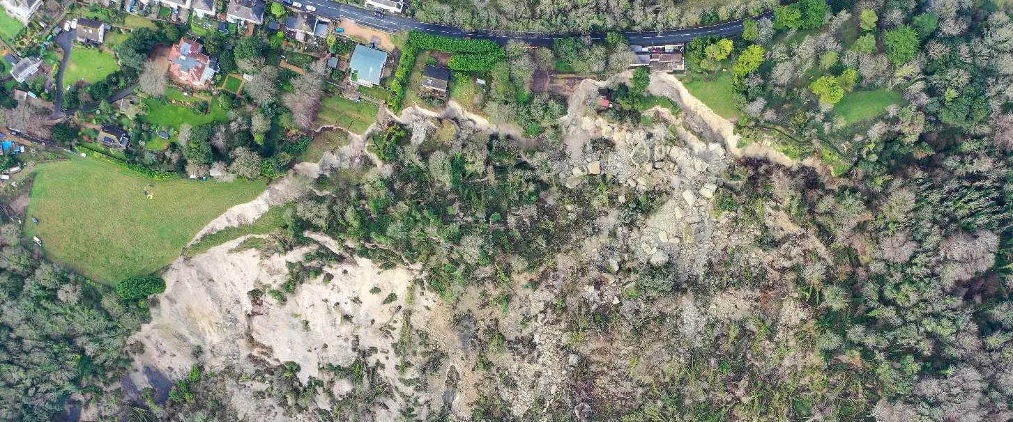 Aerial view of Bonchurch landslide