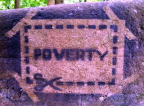 poverty stencil painted on wall